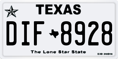 TX license plate DIF8928