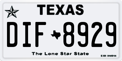 TX license plate DIF8929