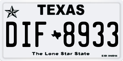TX license plate DIF8933