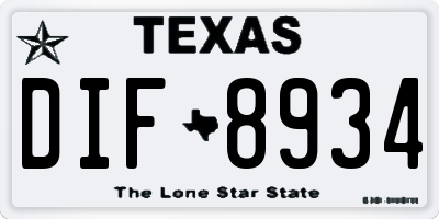 TX license plate DIF8934