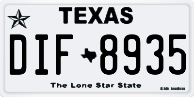 TX license plate DIF8935