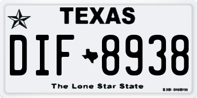 TX license plate DIF8938