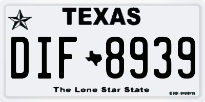 TX license plate DIF8939