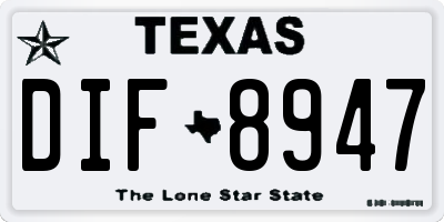TX license plate DIF8947