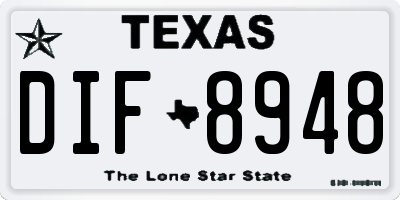 TX license plate DIF8948