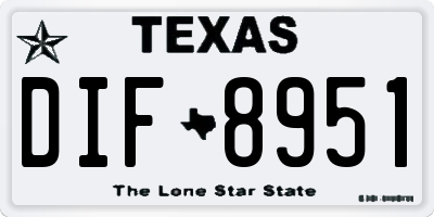 TX license plate DIF8951