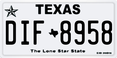 TX license plate DIF8958