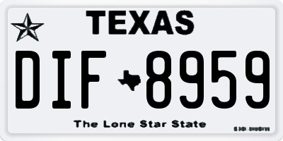 TX license plate DIF8959