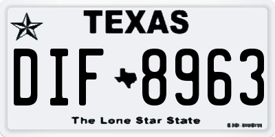 TX license plate DIF8963