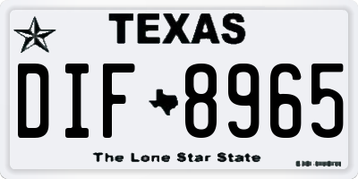 TX license plate DIF8965