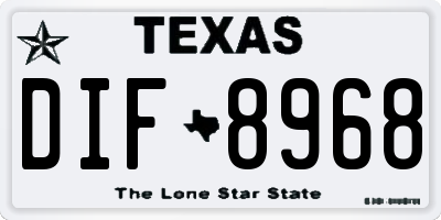TX license plate DIF8968
