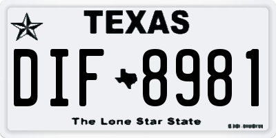 TX license plate DIF8981