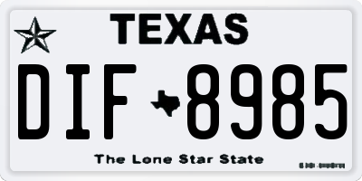 TX license plate DIF8985