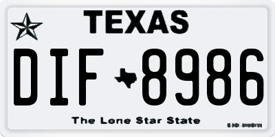 TX license plate DIF8986