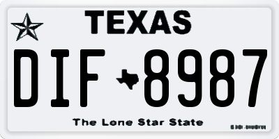TX license plate DIF8987