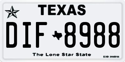 TX license plate DIF8988