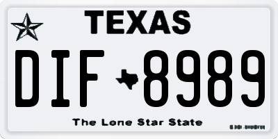 TX license plate DIF8989