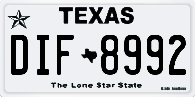 TX license plate DIF8992