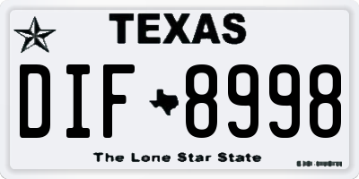 TX license plate DIF8998