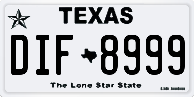 TX license plate DIF8999