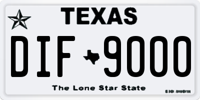 TX license plate DIF9000