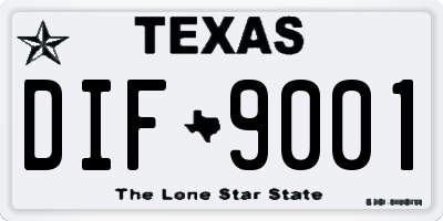 TX license plate DIF9001