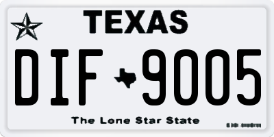 TX license plate DIF9005