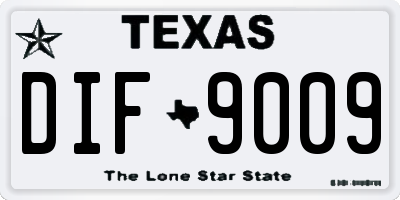TX license plate DIF9009