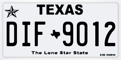 TX license plate DIF9012