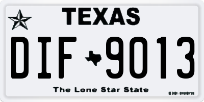 TX license plate DIF9013
