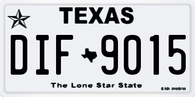 TX license plate DIF9015