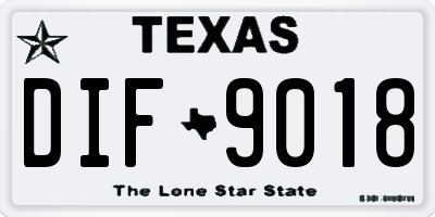 TX license plate DIF9018