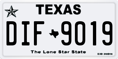 TX license plate DIF9019