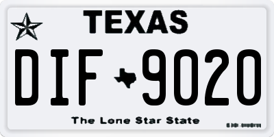TX license plate DIF9020