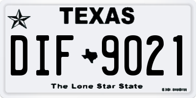 TX license plate DIF9021