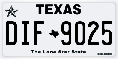 TX license plate DIF9025