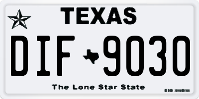 TX license plate DIF9030