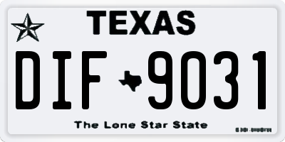 TX license plate DIF9031