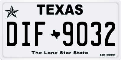 TX license plate DIF9032