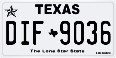 TX license plate DIF9036