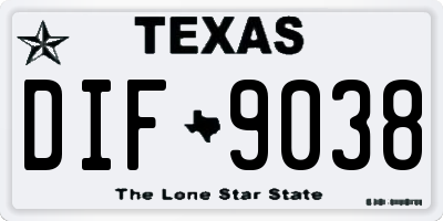 TX license plate DIF9038