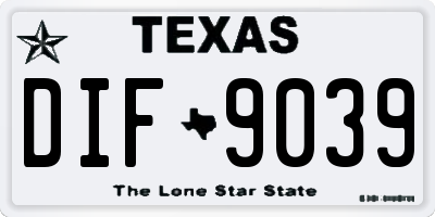 TX license plate DIF9039
