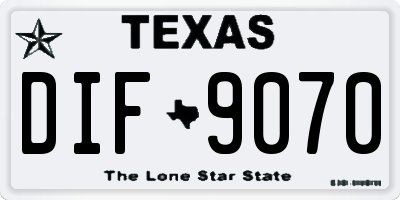 TX license plate DIF9070
