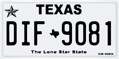 TX license plate DIF9081