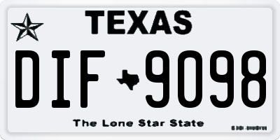 TX license plate DIF9098
