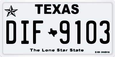 TX license plate DIF9103