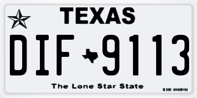 TX license plate DIF9113