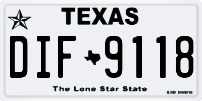 TX license plate DIF9118
