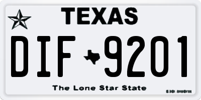 TX license plate DIF9201