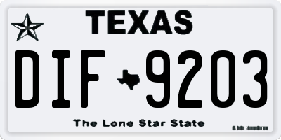 TX license plate DIF9203